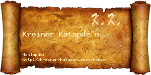 Kreiner Katapán névjegykártya